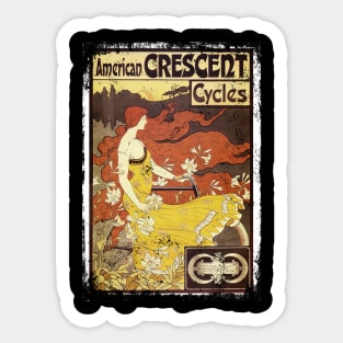 Art Nouveau - American Crescent Cycles Paul Berthon Alphonse Mucha Vintage Fantasy Sticker